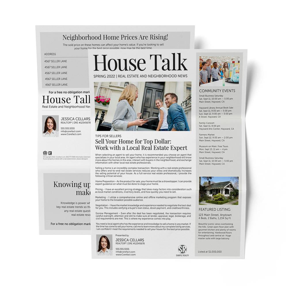 House Talk Trifold Newsletter about being a real estate expert